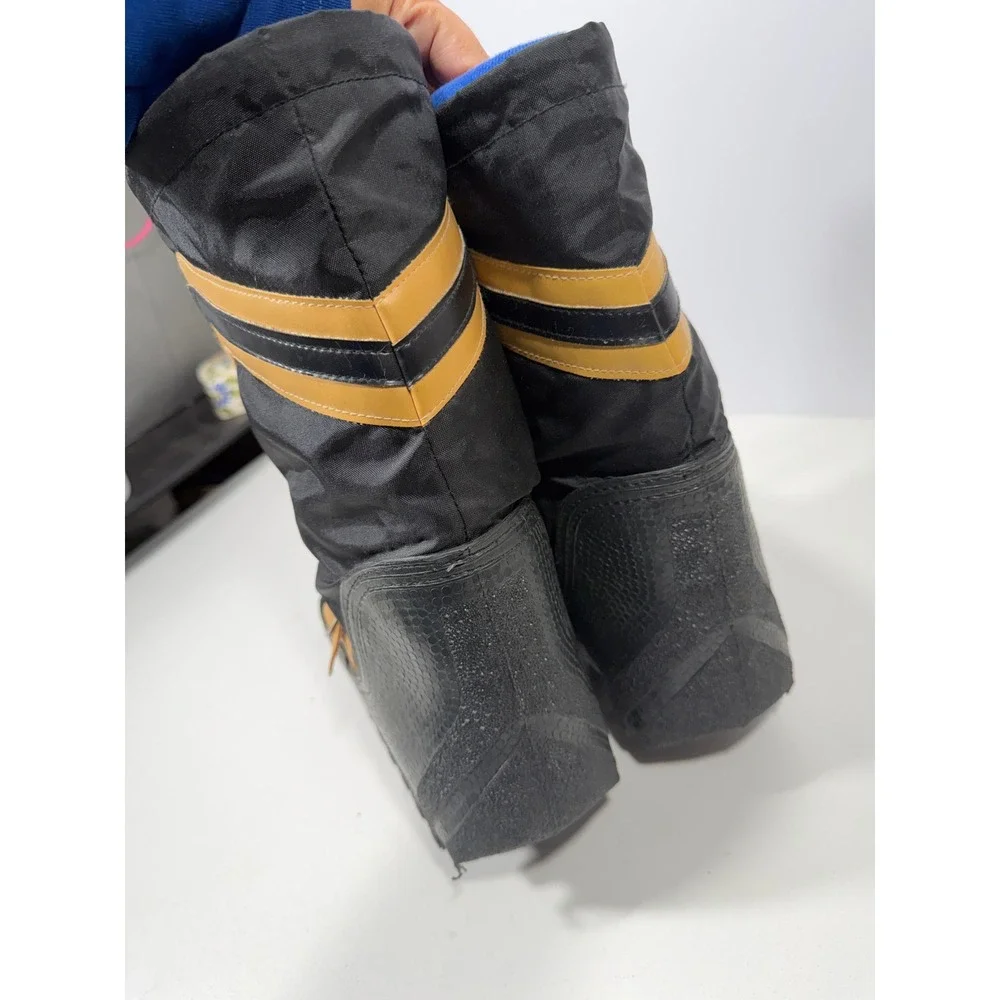 Vintage Platform puffy snow Boots Black Yellow Chevron Lug Sole Snow Boots Korea
